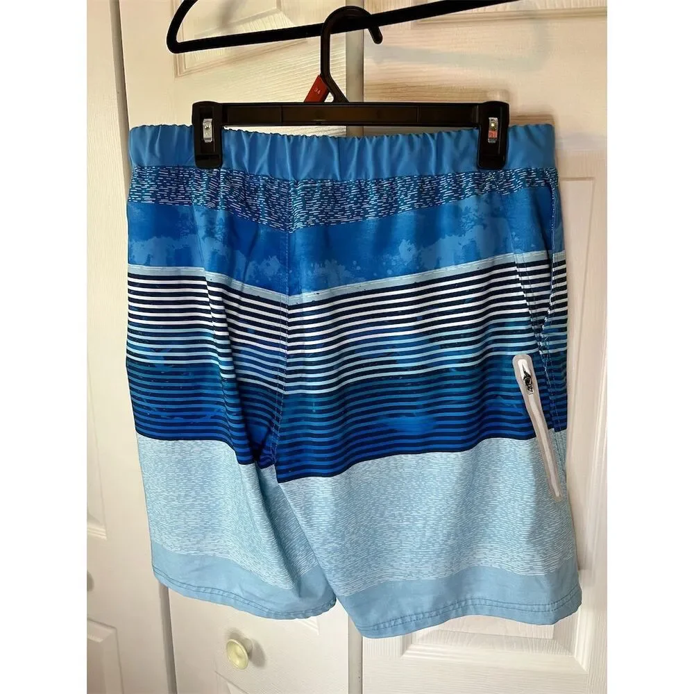 ZeroXposur Men's Glacier Shore Blue Stretch Swim Shorts Size Large